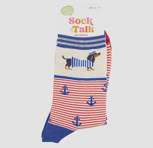 Sailor Sausage Dog Bamboo Socks