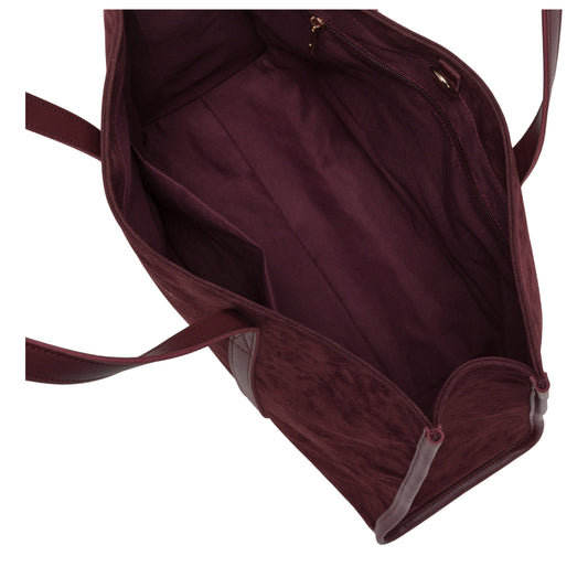 Every Other Suede Tote Bag Burgundy