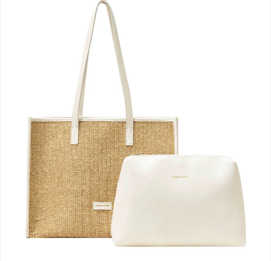 Every Other Straw Tote Box White - Rogue Boutique UK