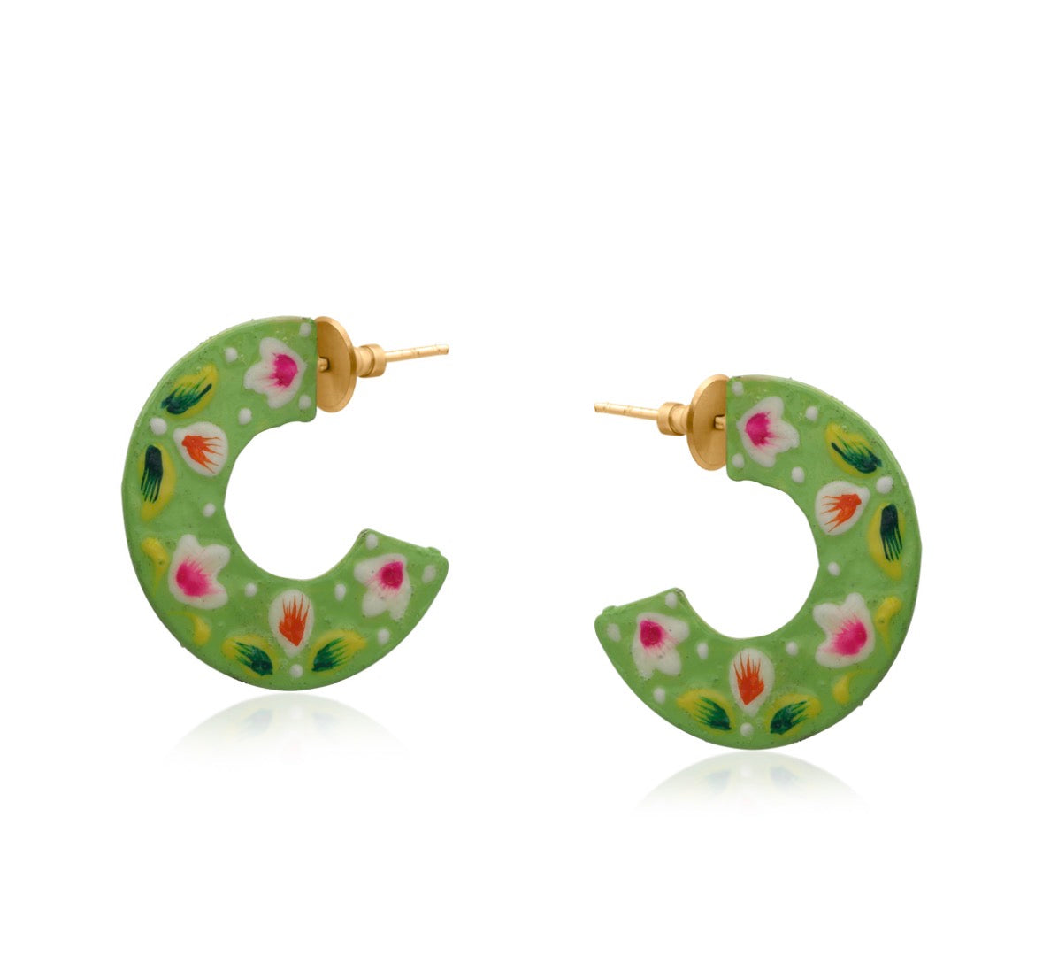 Pallavi Hand Painted Green Earrings