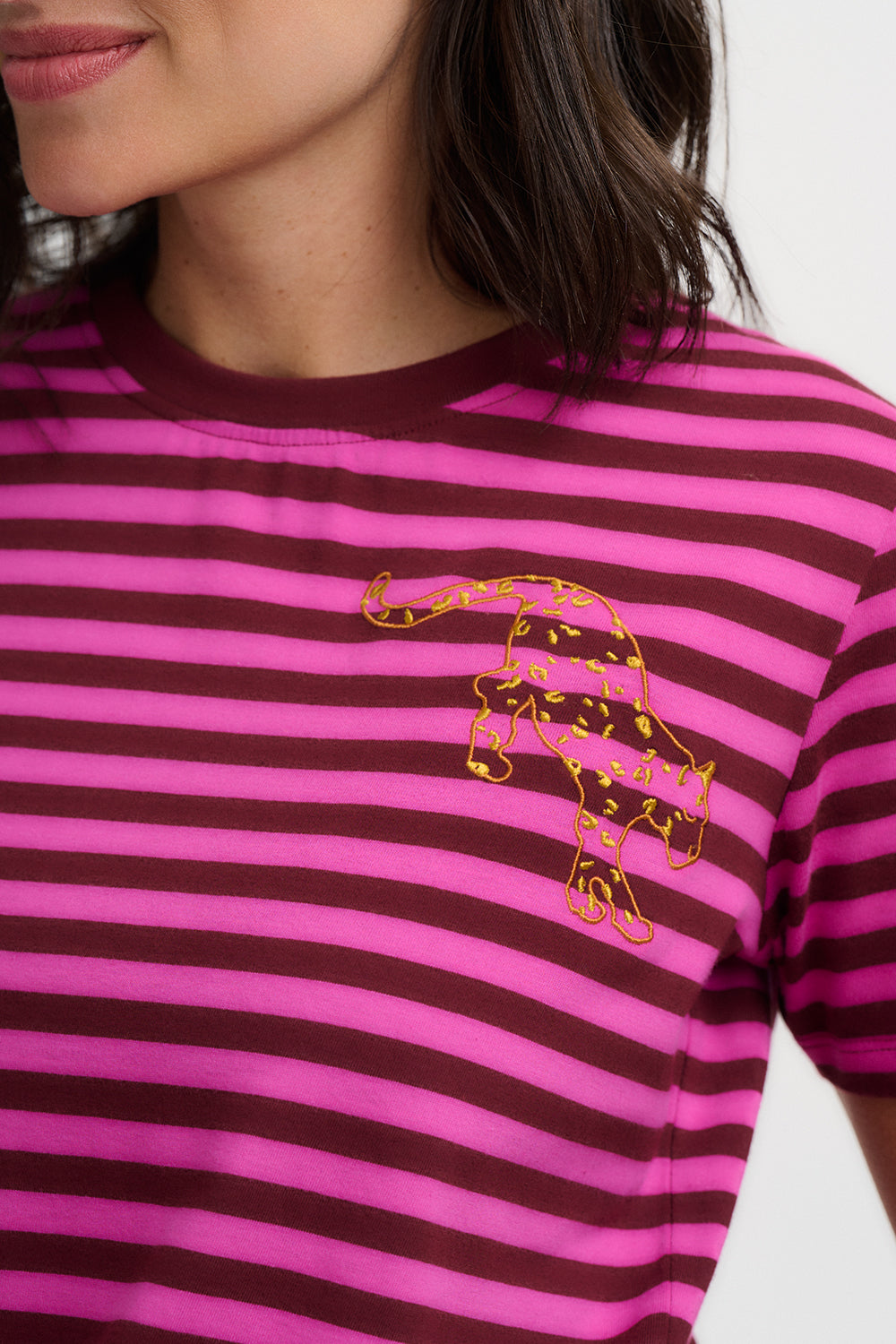 Maggie Striped Leopard Tee