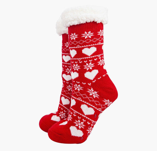 Heart Fair Isle Slipper Socks