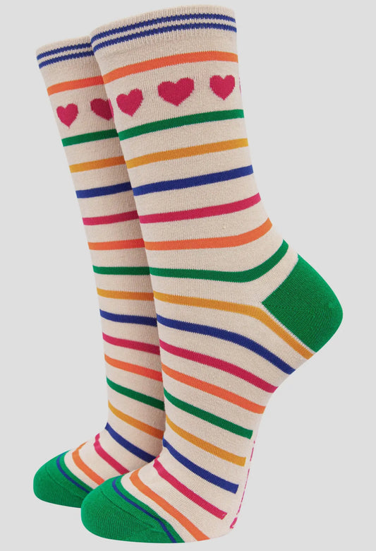 Hearts & Stripes Bamboo Socks