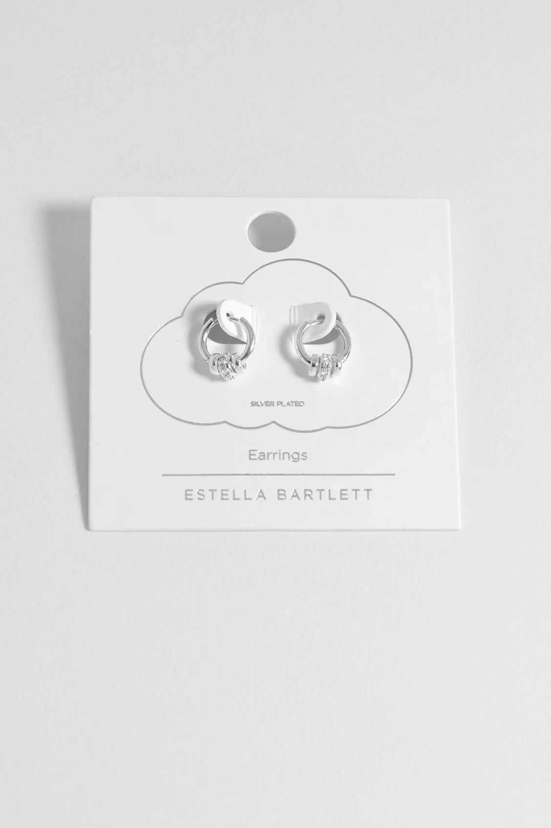 Silver Triple Disc Cz Hoop Earrings