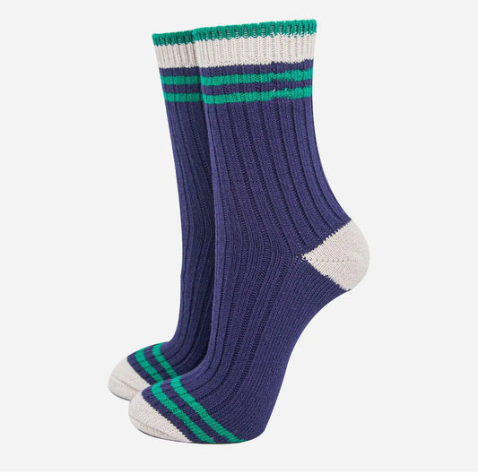 Navy/ Green Sock
