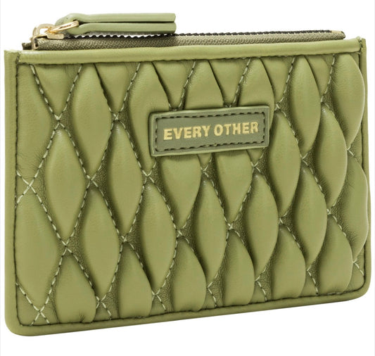 Every Other Quilted Card Purse Olive - Rogue Boutique UK