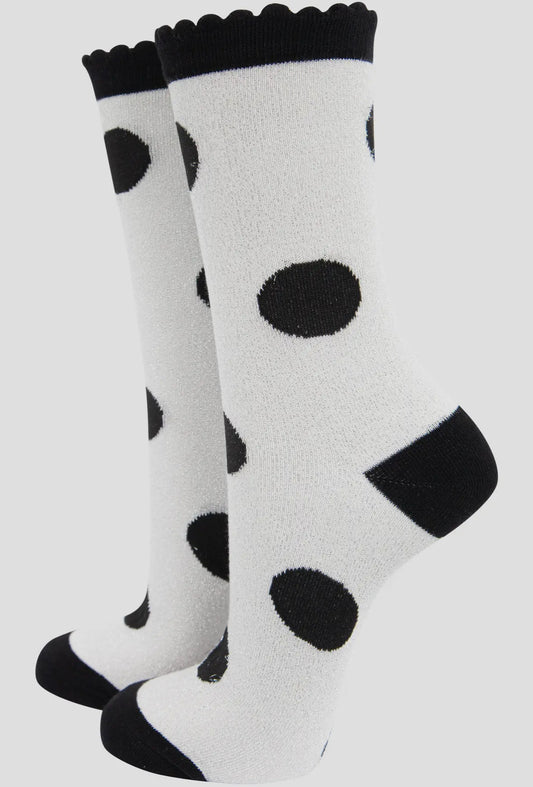 Polka Dot White Glitter