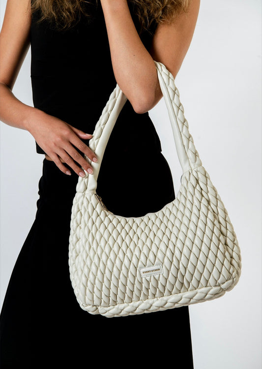 Every Other Quilted Shoulder Bag White - Rogue Boutique UK