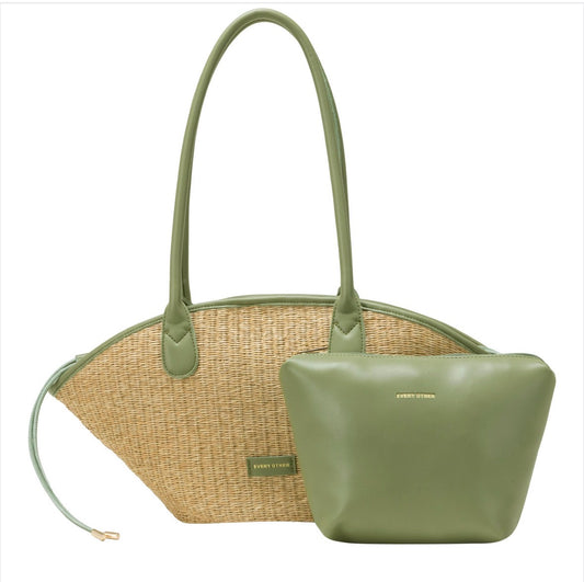 Every Other Straw Curve Bag Olive - Rogue Boutique UK