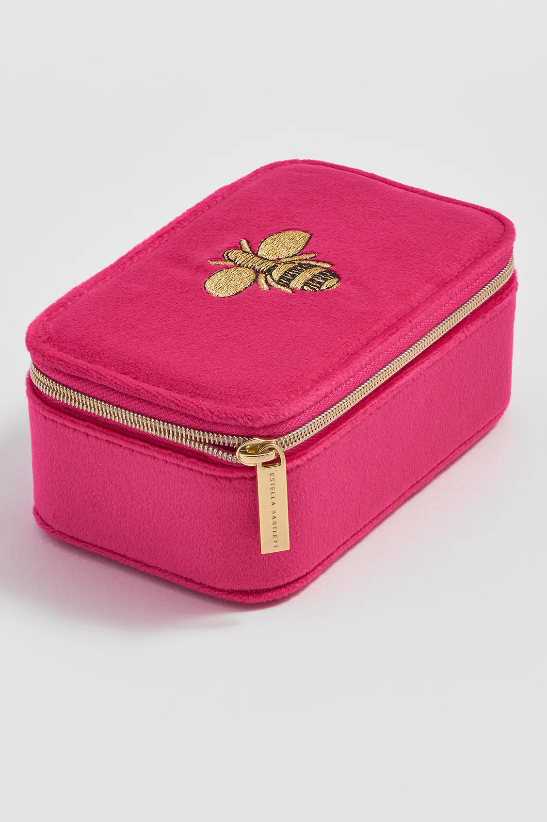 Pink Embroidered Bee mini jewellery box