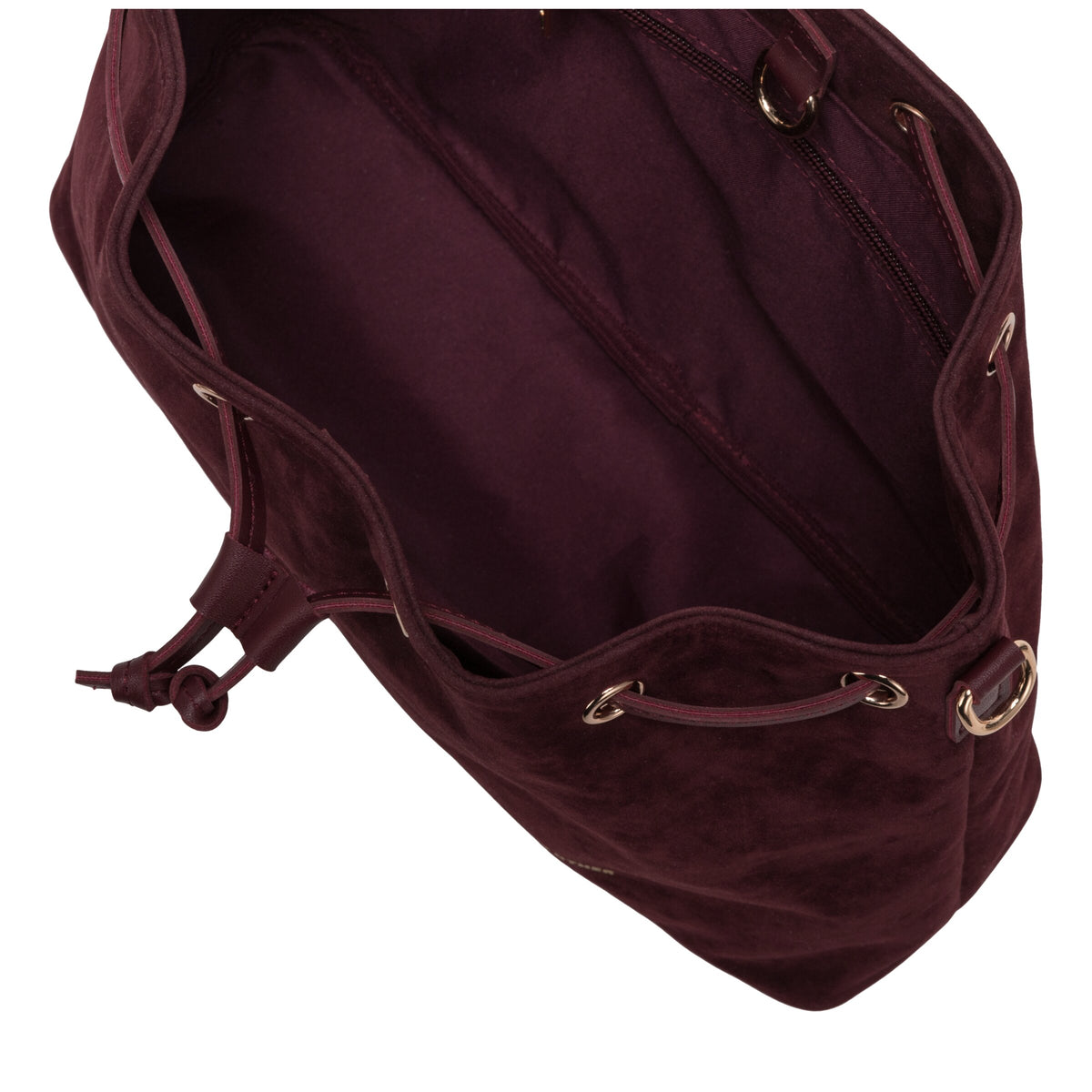 Every Other Suede Effect Draw Cross Body Bag Burgundy