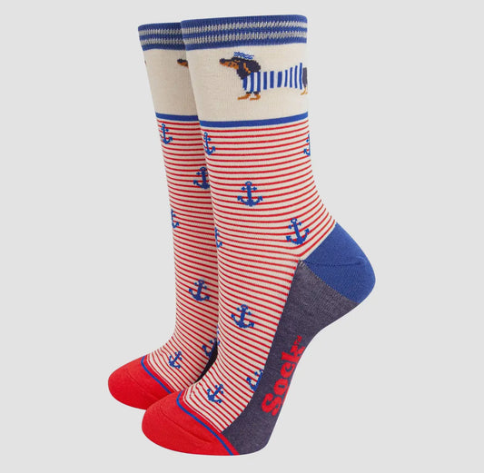 Sailor Sausage Dog Bamboo Socks