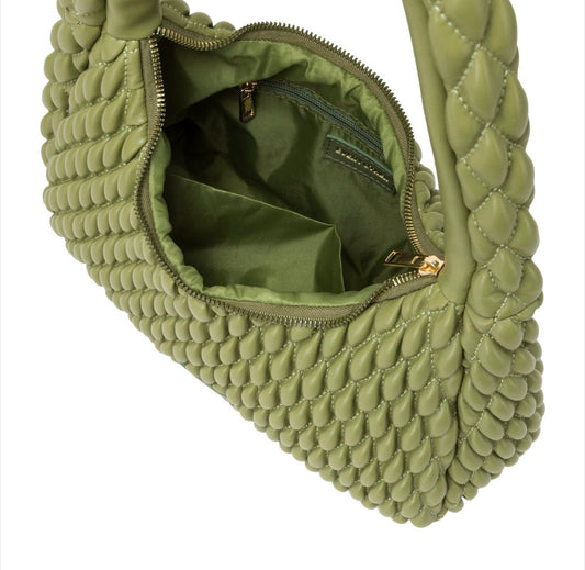 Every Other Quilted Shoulder Bag Olive - Rogue Boutique UK