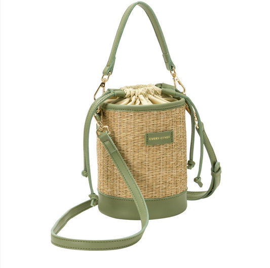 Every Other Straw Bucket Bag Olive - Rogue Boutique UK