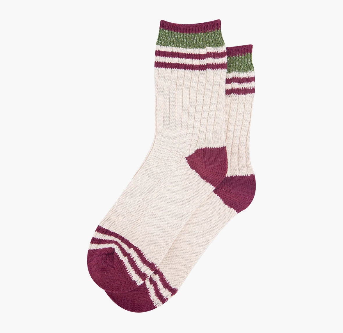 Cream/ Khaki Striped Sock