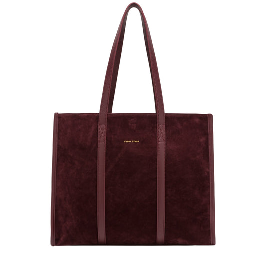 Every Other Suede Tote Bag Burgundy