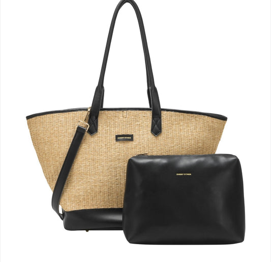 Every Other Large Straw Bag Black - Rogue Boutique UK
