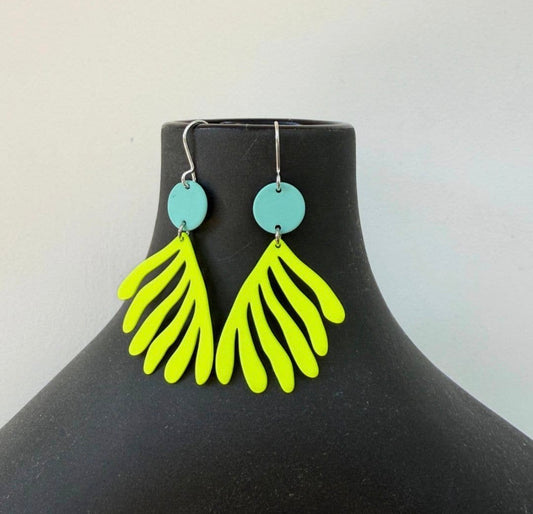 Coral neon Yellow Earrings - Rogue Boutique UK