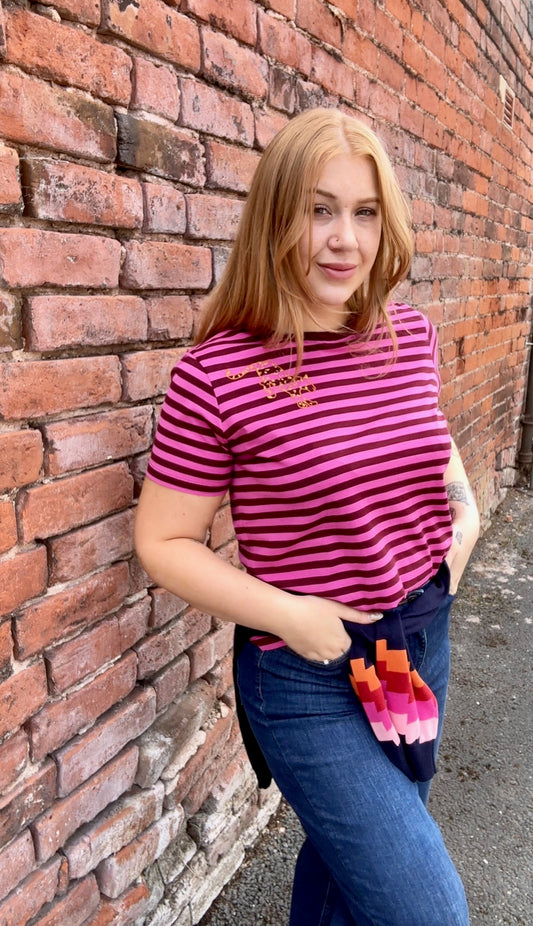 Maggie Striped Leopard Tee - Rogue Boutique UK