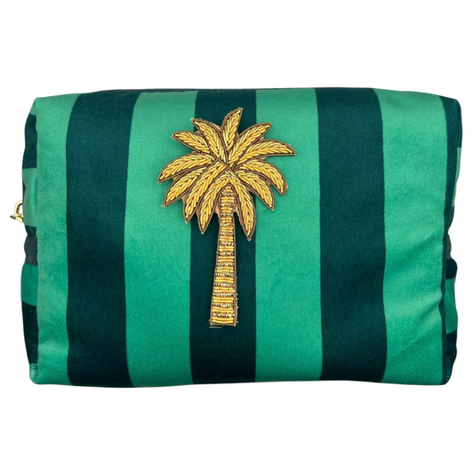 Teal Stripe Make Up Bag Large