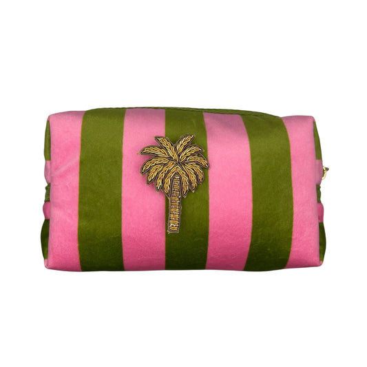 Chartreuse Stripe Make Up Bag Small