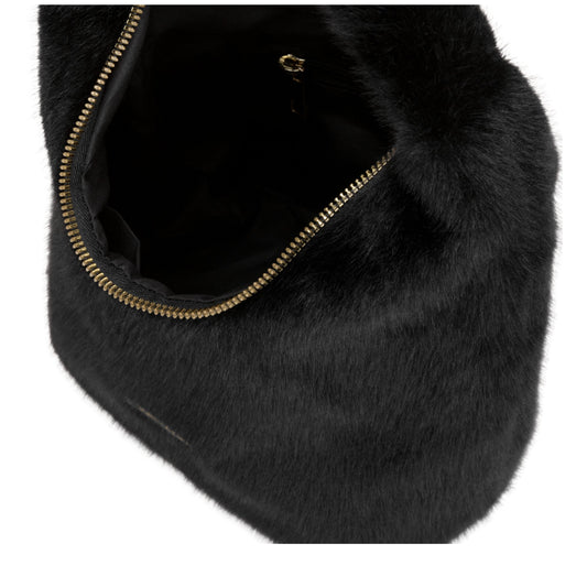 Every Other Faux Fur Scoop Bag Black