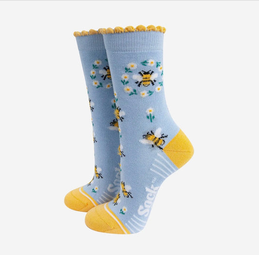 Bee Wreath Fluffy Bamboo Socks - Rogue Boutique UK