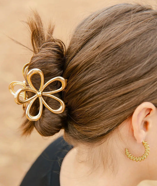 Gold Flower Cut Out Claw - Rogue Boutique UK
