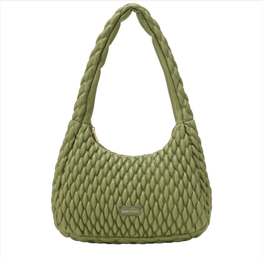 Every Other Quilted Shoulder Bag Olive - Rogue Boutique UK