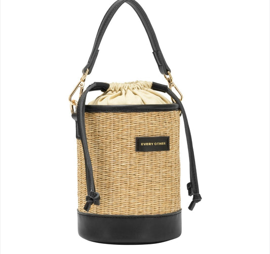 Every Other Straw Bucket Bag Black - Rogue Boutique UK