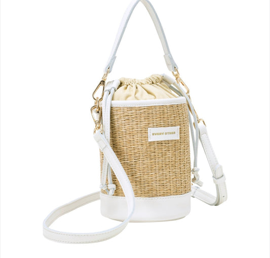 Every Other Straw Bucket Bag White - Rogue Boutique UK
