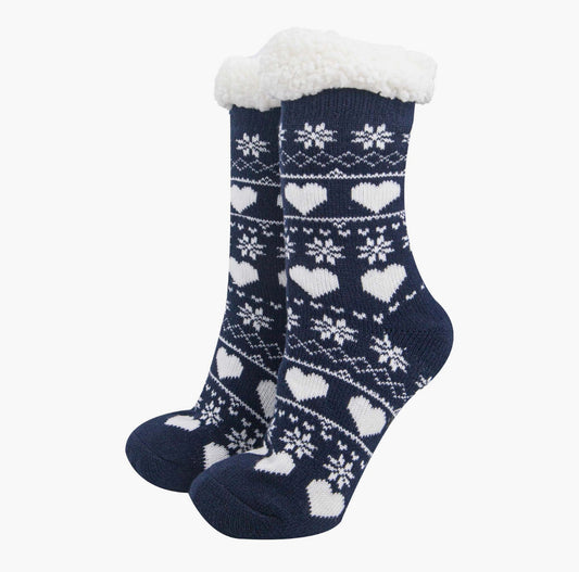 Navy Fair Isle Slipper Socks