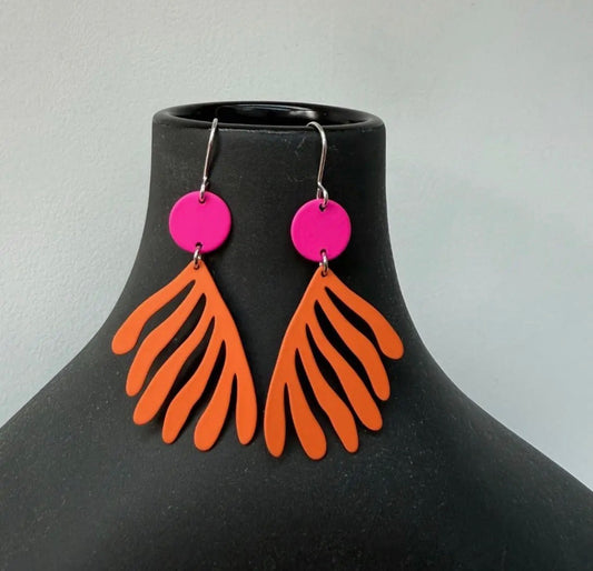 Coral Colour Pop Drop Earrings Pink - Rogue Boutique UK