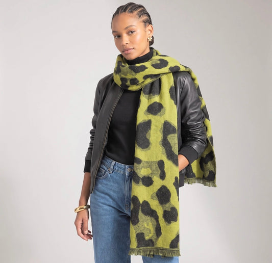 Jamie Lime Leopard Scarf - Rogue Boutique UK