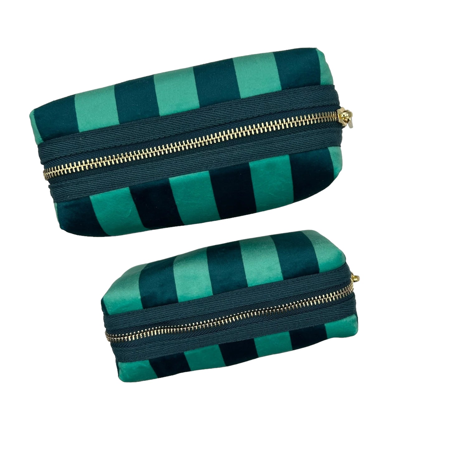Teal Stripe Make Up Bag Large