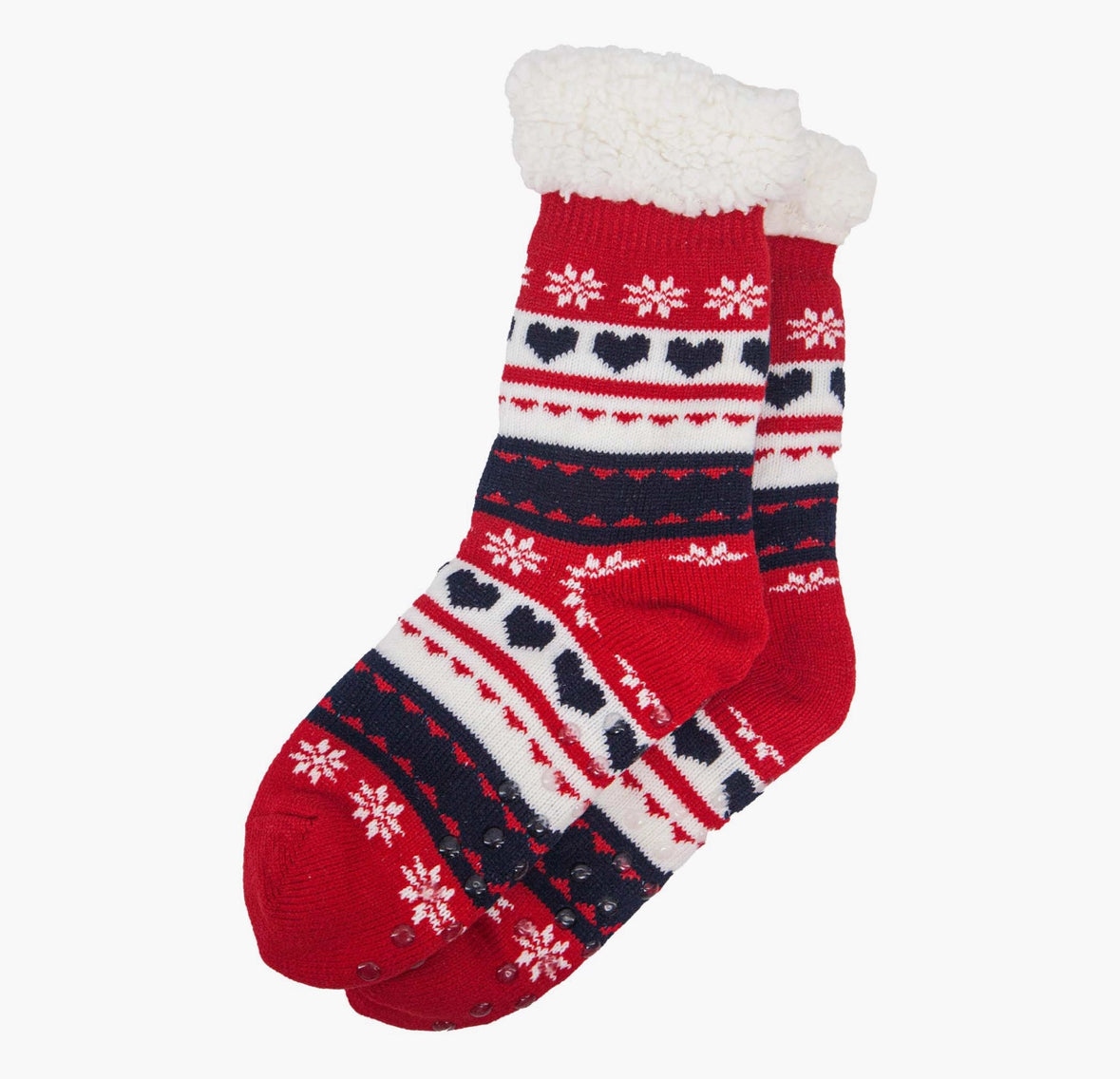 Red/ Navy Fair Isle Slipper Socks