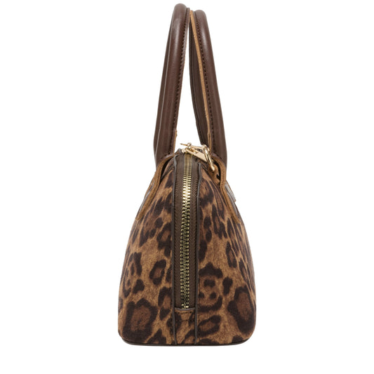 Every Other Suede Effect Mini Bowling Leopard Bag