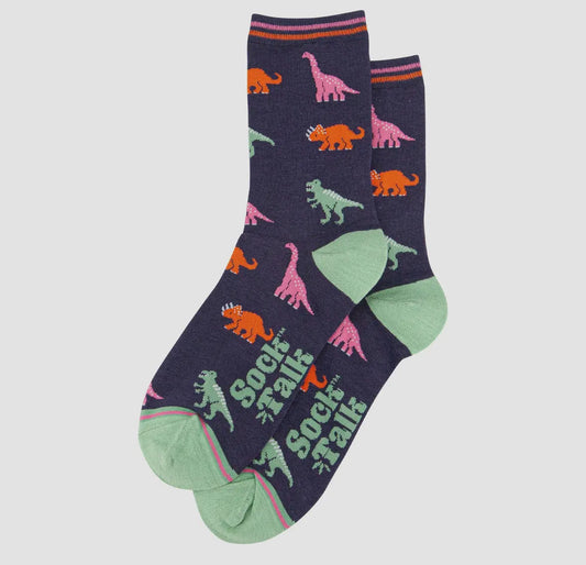 Dinosaur Navy Bamboo Socks
