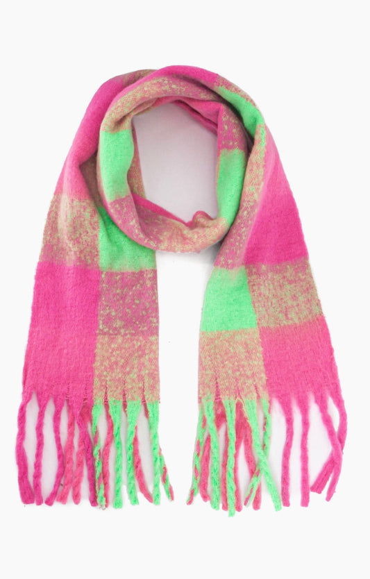 Joey Fuchsia Check Scarf - Rogue Boutique UK