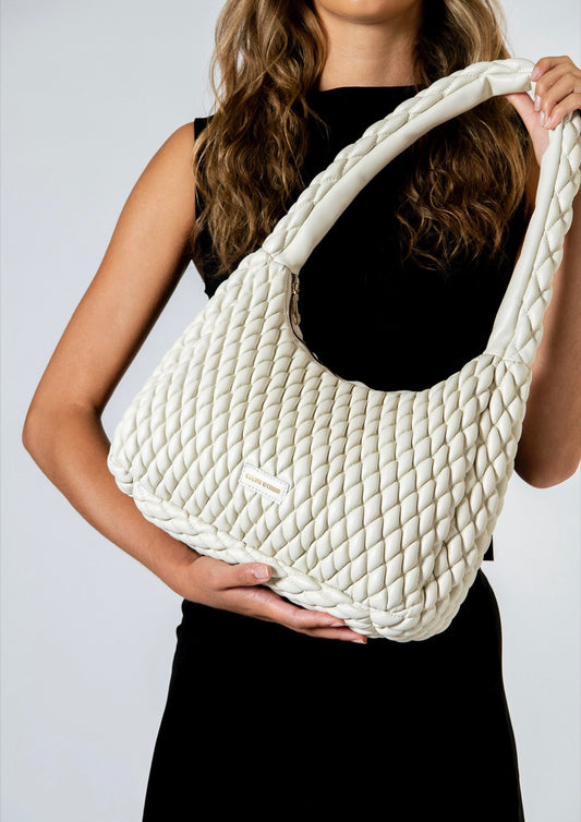 Every Other Quilted Shoulder Bag White - Rogue Boutique UK