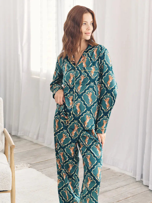 Satin Glided Tigers Pyjama