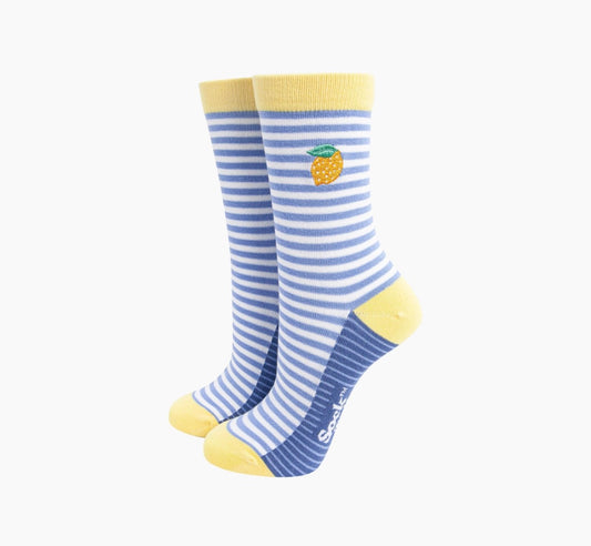 Lemon Striped Combed Cotton - Rogue Boutique UK