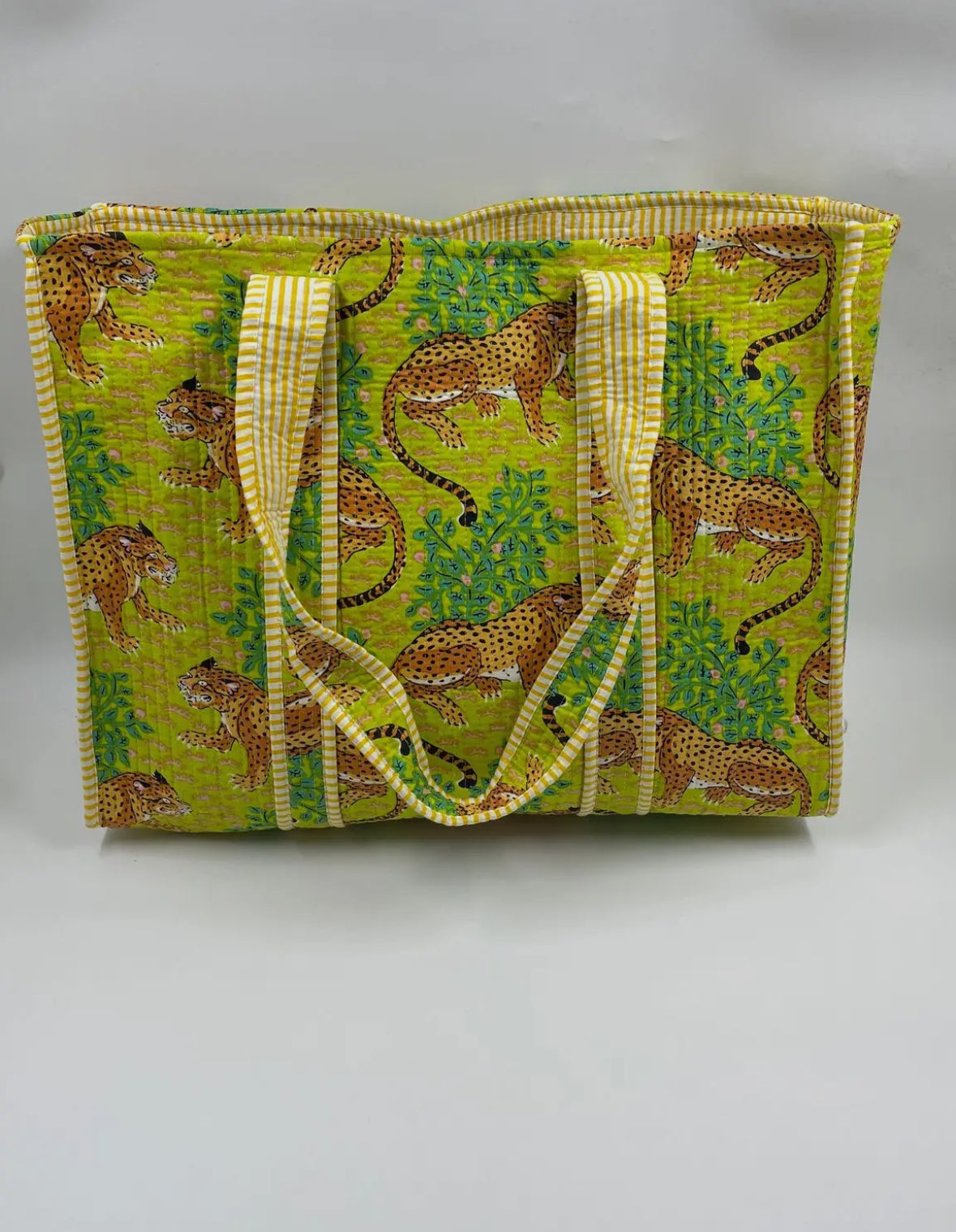 Lime Green Leopard Tote Bag