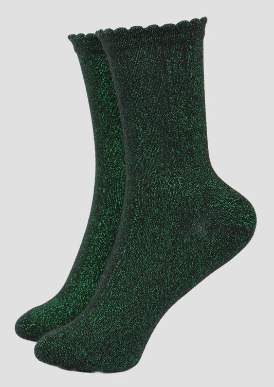 Dark Green Glitter Socks