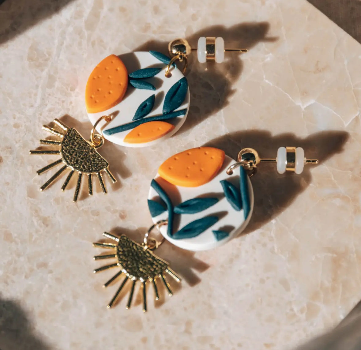 Orange Tree Drop Earrings