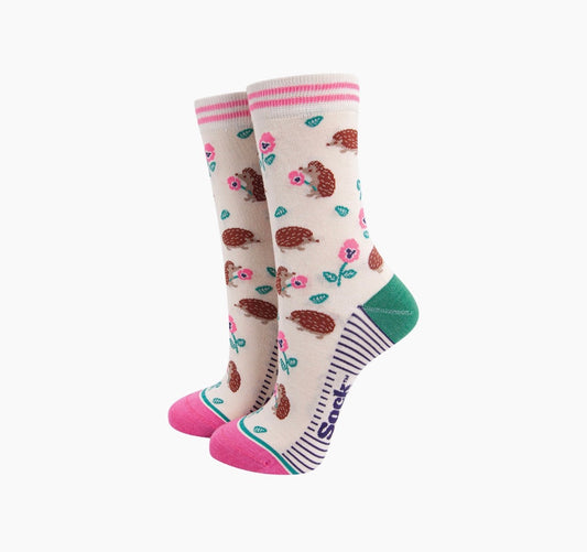 Hedgehog Floral Bamboo Socks in - Rogue Boutique UK