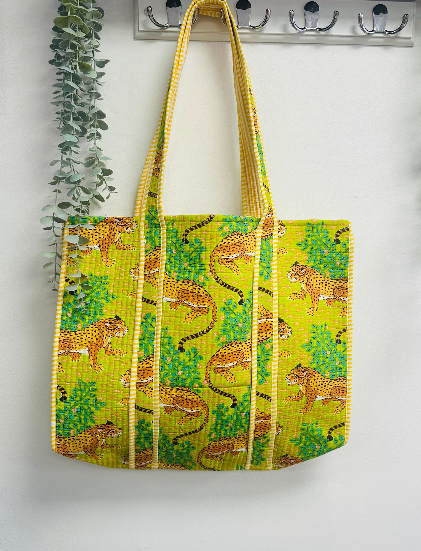 Lime Green Leopard Tote Bag