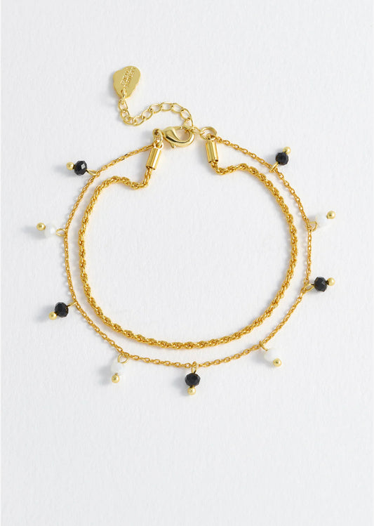 Black Crystal Double Bracelet - Rogue Boutique UK