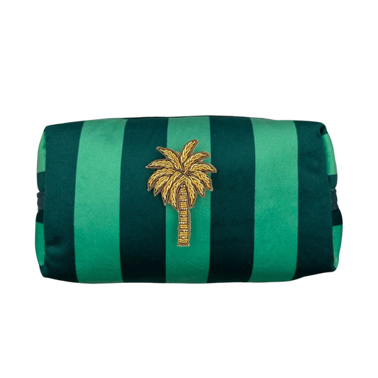 Teal Stripe Make Up Bag Small