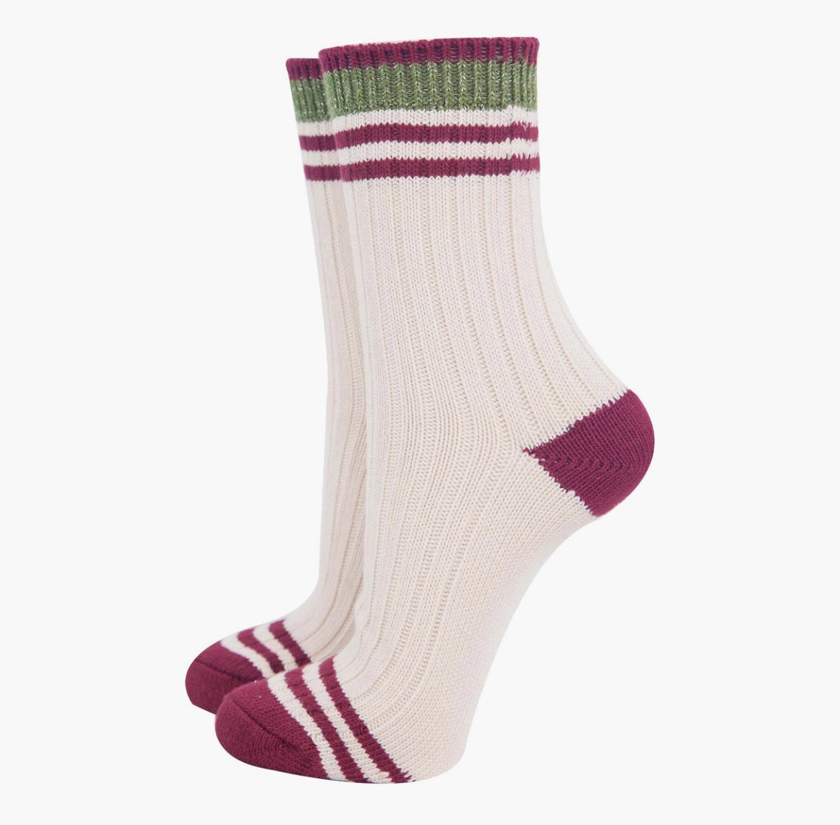 Cream/ Khaki Striped Sock